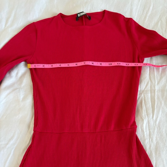Reformation Ribbed Long Sleeve Red Dress size XS - Picture 7 of 9